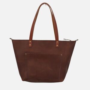 Portland Leather Goods Medium Zipper Top Leather Tote Almost Perfect - NEW